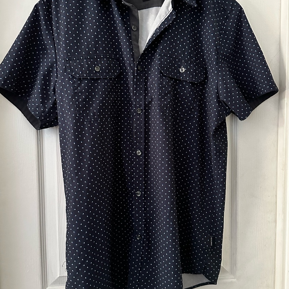 Kenneth Cole Dark Blue Polka Dot Button Down Shirt